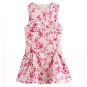 Zara White Mini Dress with Pink Floral Print